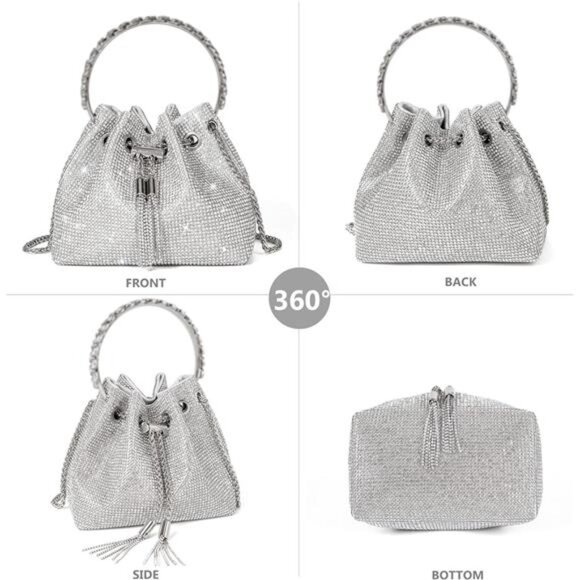 Bling Crystal Rhinestone Purse for Women Sparkly Clutch Handbag Crossbody Bag - Picture 2 of 7